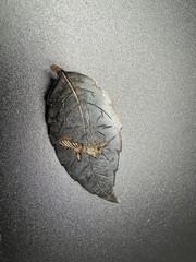 Vintage Siam Sterling Silver 925 Goddess Leaf Brooch Niello Enamel Pin 41.4mm