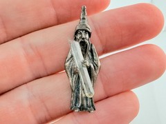 Designer Vintage Sterling Silver Wizard Holding Quartz Crystal Pendant 5g 1.5 In