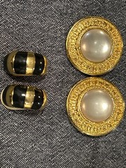 Vintage 1980s Clip On Earring Lot Chunky 80s Pop Art Enamel Pearl Button 8 Pairs