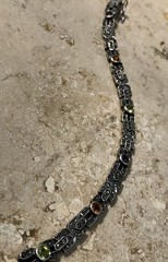 🌝✨STACKABLE Vintage STERLING SILVER MULTI Color GEMSTONE 💎 MARCASITE Bracelet✨