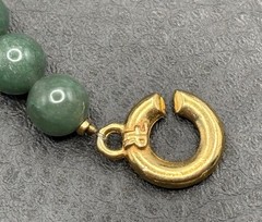 Francesca Romano Etruscan Style Green Stone & Molded Glass Beaded Necklace 19”