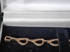 Vintage 1990-s Rolled Gold Zircons Bracelet- Hallmarked 585 RG!!