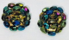 LOT-10 PAIR VINTAGE CLUSTER BEAD EARRINGS-CRYSTAL-RS-GLASS-LUCITE-CLIP & PIERCED