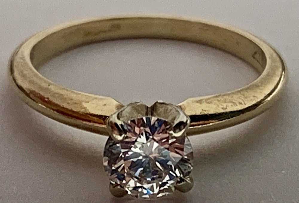 Vintage Solid 14k Yellow Gold Diamond Ring Estate, Natural Diamond, Antique 0.68