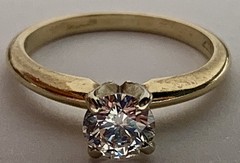 Vintage Solid 14k Yellow Gold Diamond Ring Estate, Natural Diamond, Antique 0.68