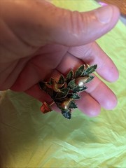 Vintage Rare Signed Original By Robert Christmas Tree Brooch-Green Ivy Branches