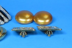 Gold Tone Clip on Earrings Lot of (4) Rhinestones