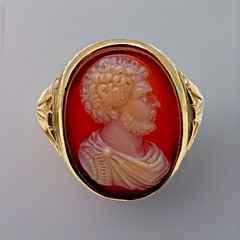 Antique 14Kt Solid Yellow Gold Heavy Carnelian Cameo Bearded Man Ring 10g S11