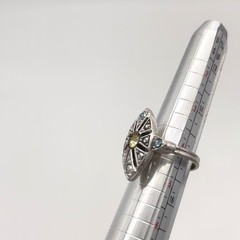Vintage Sara Coventry Marquise Ring Blue Stone Silver Tone Ring Adjustable