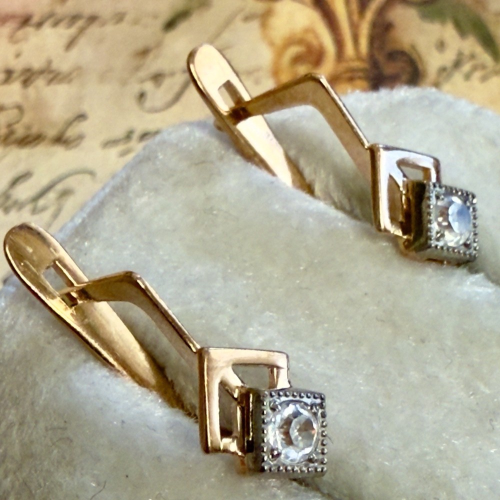 14k 583 Gold Earrings – Vintage East European Soviet USSR Era – #1712