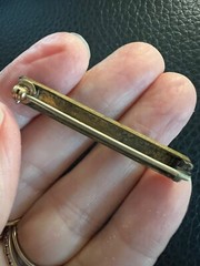Lovely Antique Gold-filled etched BAR PIN inset with Turquoise beads
