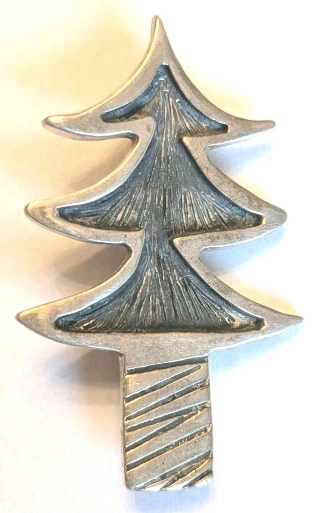 Vintage Mexico 925 Sterling Silver Modernist Tree Brooch Christmas Pin 1.5” 7g