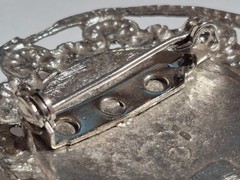 Ornate Vintage Silver Tone Chain Pin Brooch 45 mm