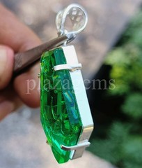 60.35 Ct Natural Green Emerald Fancy Shape 925 Sterling Pendant Free Chain 6AGW