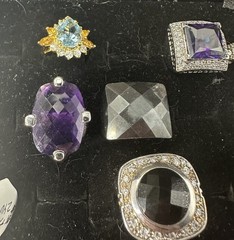 48 Vintage Rings Resellers Mixed Lot-amethyst,citrine ,CZ, Agate, 925 Silver