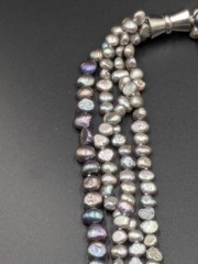 Freshwater Black River Pearls Necklace-Abalone, Mother-of-pearl Pendant