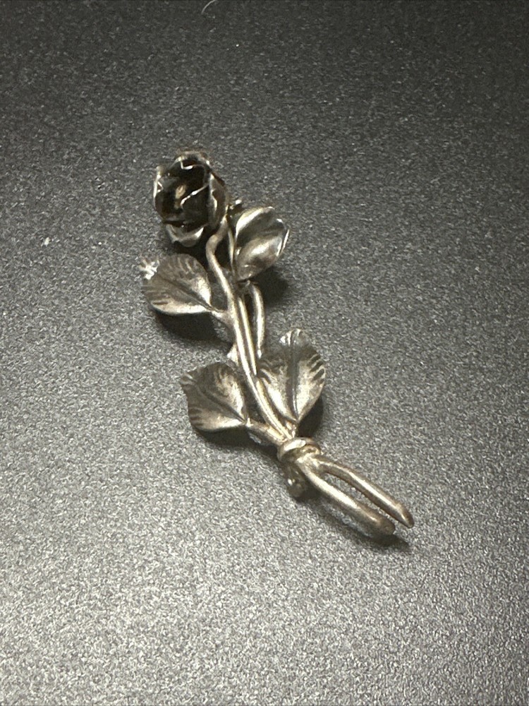 Vintage Teka Signed Rose Flower Brooch 835 Silver Germany Theodore Klotz