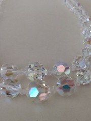 Quality 60’s Aurora Borealis Two Strand Graduated 20″ Rhinestone Clasp Necklace