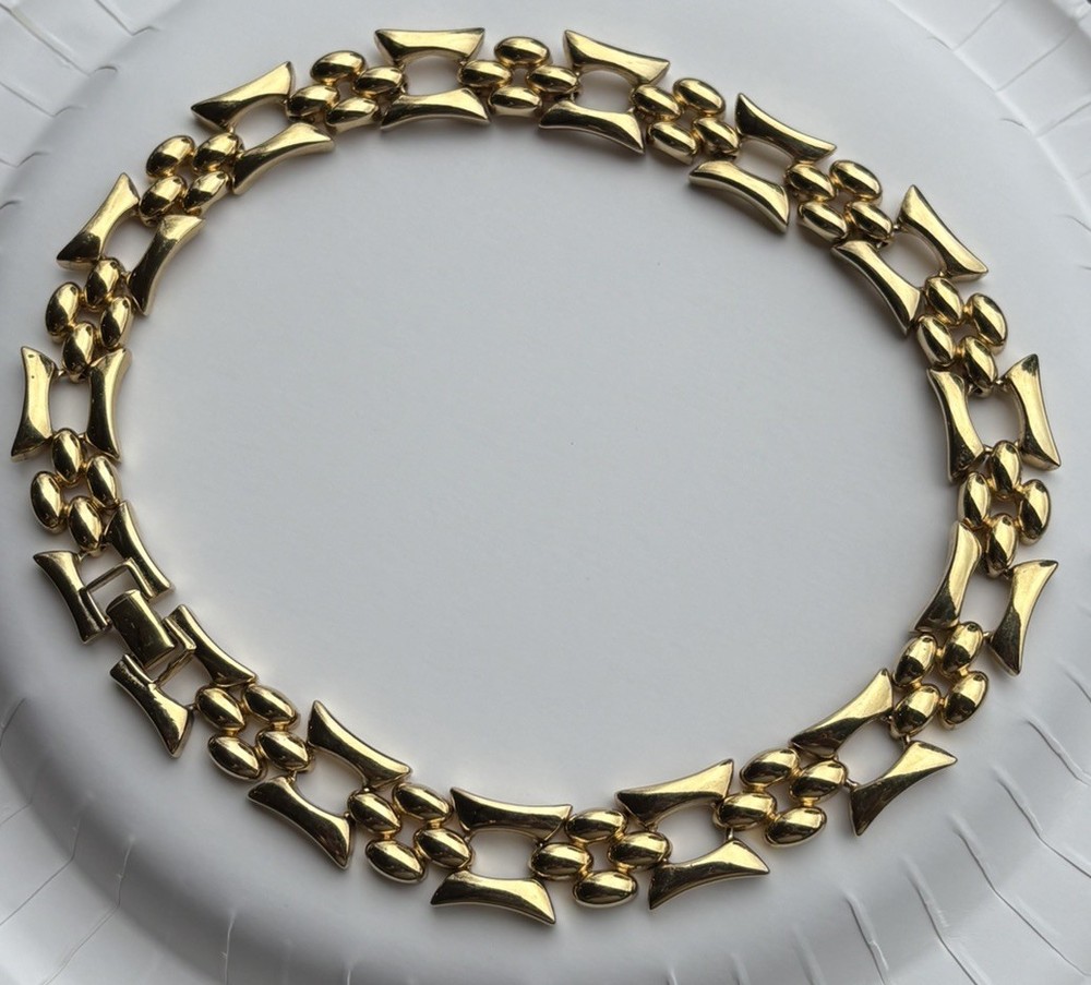 Vintage Erwin Pearl Designer Gold Tone Necklace Signed
