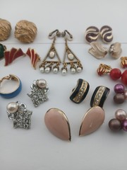 Vintage LOT of 13 assorted styles and materials clip-on earring pairs