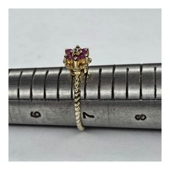 Ross Simons Ruby Ring Size 6.75 Red Gold Vermeil Sterling Silver Flower Twisted