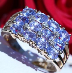 10k yellow gold ring 1.79ct treated tanzanite diamond size 7 vintage 3.6gr