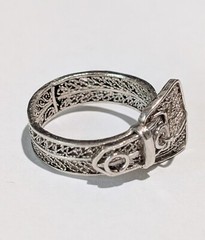 Vintage 800 Sterling Silver Ornate Filigree Buckle Style Size 8.25 Ring