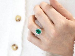 Antique 1.87Ct Zambian Emerald and 0.68Ct Diamond Platinum Dress Ring Circa 1935