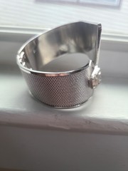 VTG Vargas Shooting Star Mesh Clamper Bracelet Earrings Set Silver Rhinestone