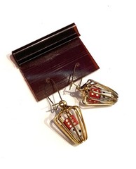 Vintage Caged Dice Dangle Earrings 14K Gold Plated 1.25” NOS