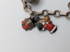 Vintage Austrian 900 Silver Glücksbringer 1939 Lucky Charm Bracelet Coral Pig 7″