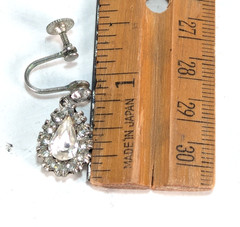 VTG Earrings Pear Cut Clear Rhinestone Halo Screw Back Prong Wedding Formal 1″