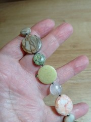 vintage Necklace Semi Precious Stone Agate Flat Beaded