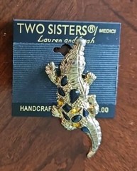 Two Sisters/Medici Handcrafted Alligator Brooch