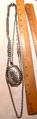 1960’s Silver Tone Triple Strand Varied Chains & Length Center Etched Pendant