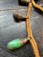 Vintage Himalayan Tribal Amulet Necklace, Boho Shell & Stone Charm, 32″
