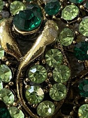 Weiss Green Rhinestone Flower Brooch Signed