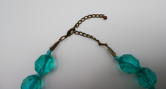 Aqua Teal Lucite Acrylic Faceted Graduated Bead Necklace Vintage