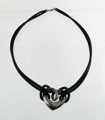 GSJ Sterling Silver and Black Leather Cord Necklace 925 18 Inches 11.8 Grams