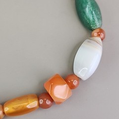 Vintage Beggars Beads Stone Necklace Nuggets Multicolor Agate Quartz 16″