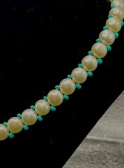 Ross Simons 925 SS pearl & Turquoise Necklace Coastal Classic Old Money