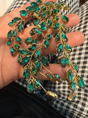 Gold-Tone Emerald Green Marquise Rhinestone w/loop for hook/decor
