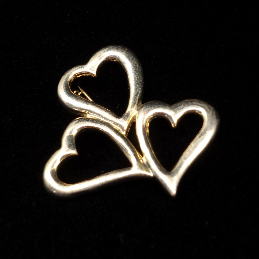 Gold Triple Heart Brooch