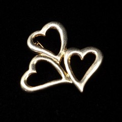 Gold Triple Heart Brooch