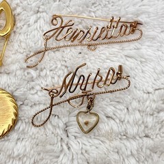 Vintage Monogram Brooch Lot of 6 Metal Pins Various Styles
