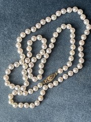 Long 25” 6mm Cultured Pearl Strand High Quality 14kt Lock Perfectly Matched OLD