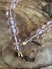 Vintage Pink Molded Resin Pools of Light Necklace • Glamorous Beads Screw Clasp