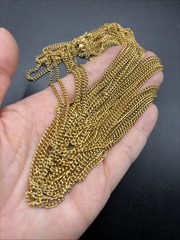 Vtg Estate Gold Brush Tone Multi Strand Necklace & Earrings Jewelry Set 12”L MCM