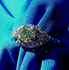 Original EARTH MINED DIAMOND Deco Engagement Ring Antique PLATINUM Solitaire S 8