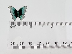 Vintage Sterling Silver Guilloche Enamel Teal Green Blue Butterfly Pin 2g 21mm